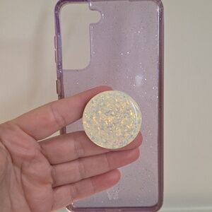 Velvet Caviar Lavender Glitter Phone Case with Iridescent PopSocket
